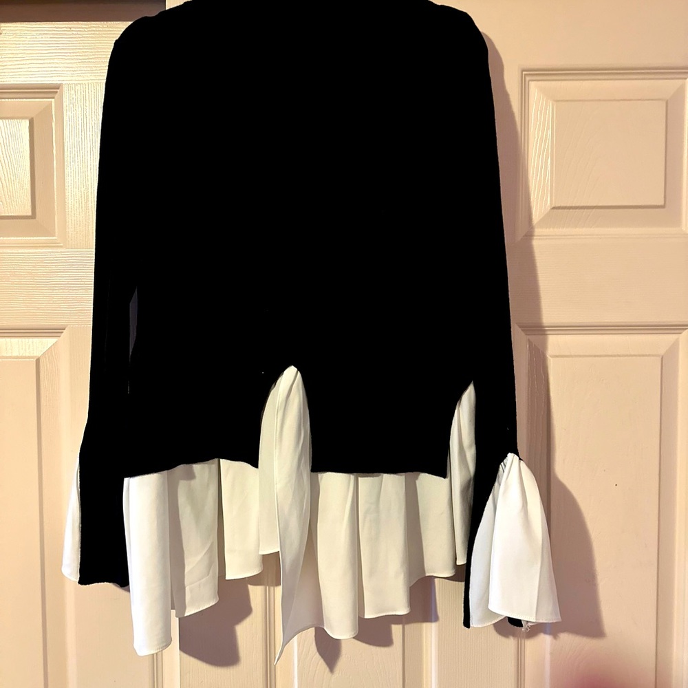 Black and white turtleneck sweater